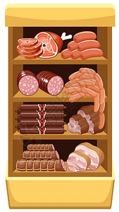肉類市場的架子 肉制品的儲存與備賣姿態